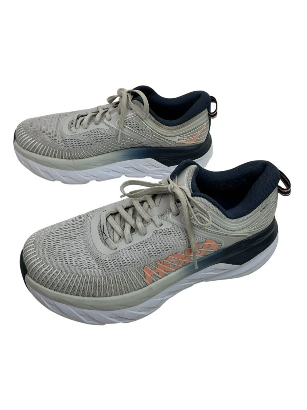 Hoka One One Bondi 7 Wide Harbor Mist Running Shoes Women’s 10D Gray Navy